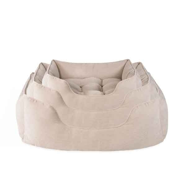 40 Winks Cord Square Bed Beige Dog Bed