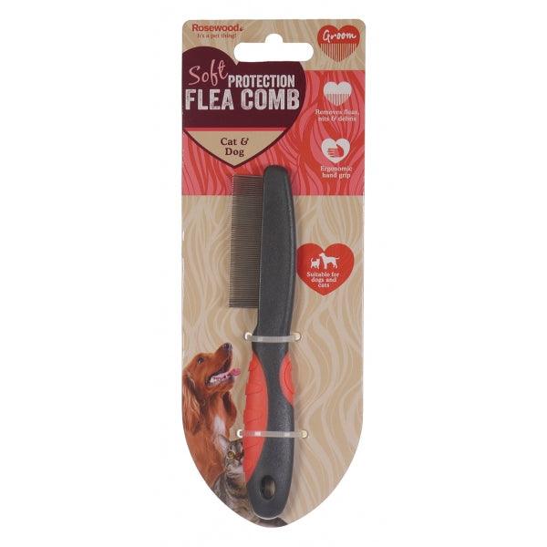 Rosewood Soft Protection Salon Grooming Medium Flea Comb - Ormskirk Pets