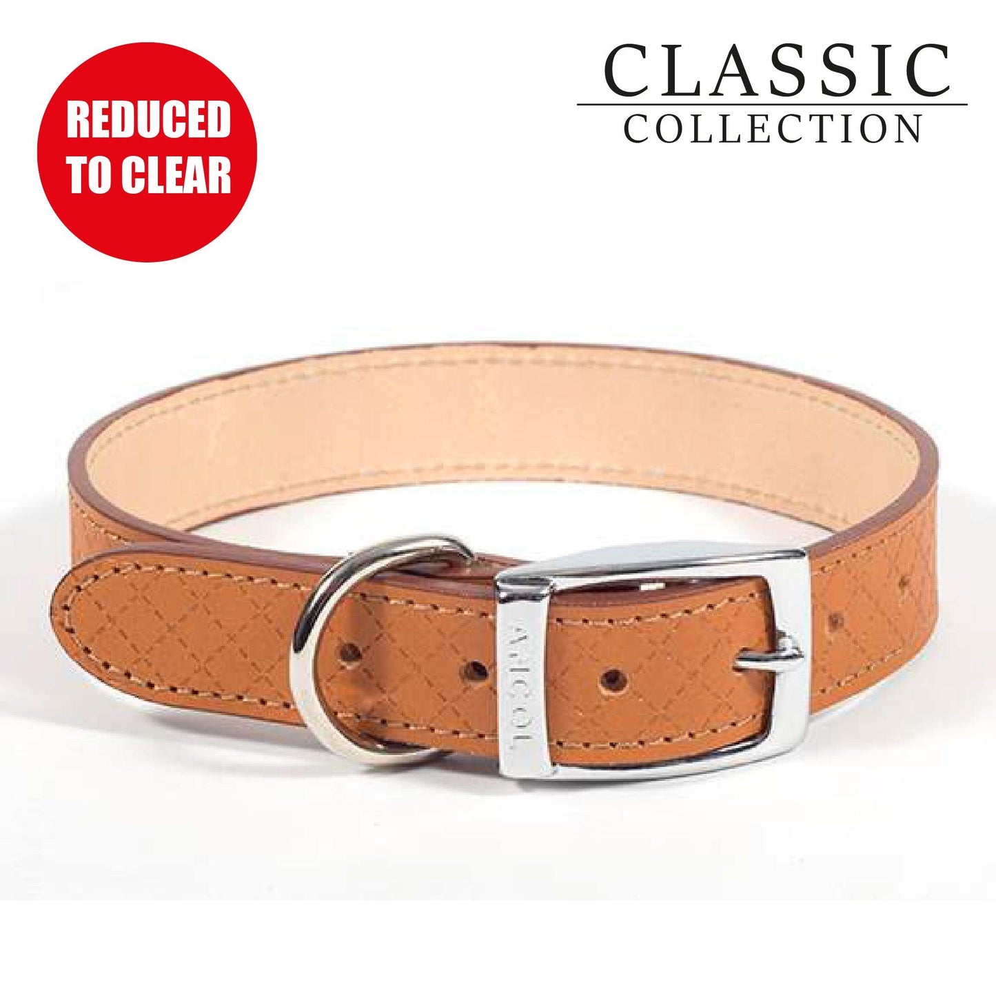 Ancol Diamond Leather Collar Tan 22-26cm XS - Ormskirk Pets