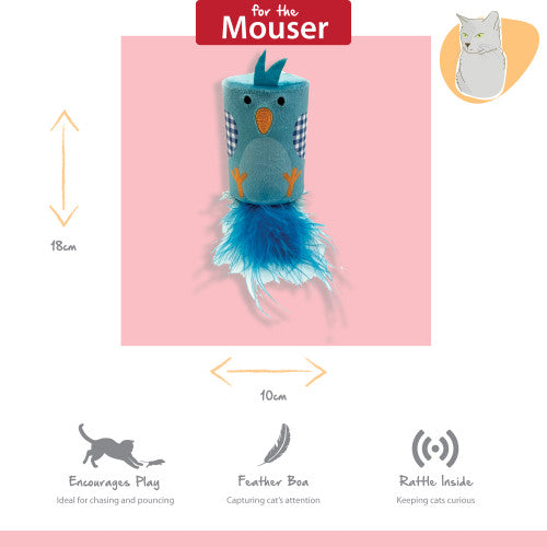 Tabby Patch Bluebird Rattle & Roll Cat Toy