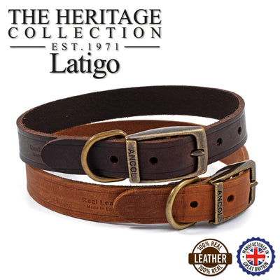 Ancol Latigo Leather Collar Chestnut 50-59cm Size 7 - Ormskirk Pets