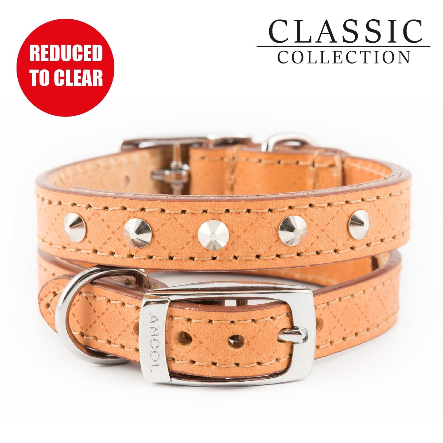 Ancol Diamond Stud Collar Tan 22-26cm XS - Ormskirk Pets