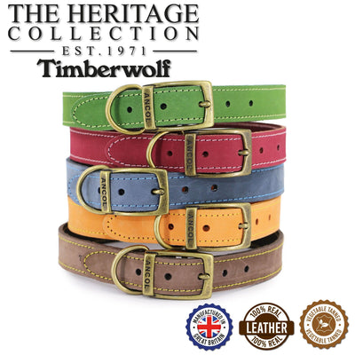 Ancol Timberwolf Leather Collar Blue 28-36cm Size 3 - Ormskirk Pets