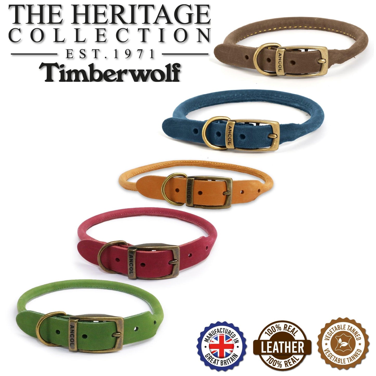 Ancol Timberwolf Round Collar Blue 28-36cm Size 3 - Ormskirk Pets