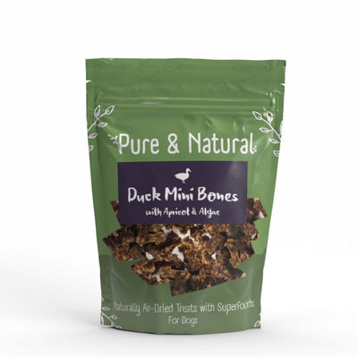 Pure & Natural Air Dried Duck Mini Bones Treats with Superfoods Apricot & Algae 100g