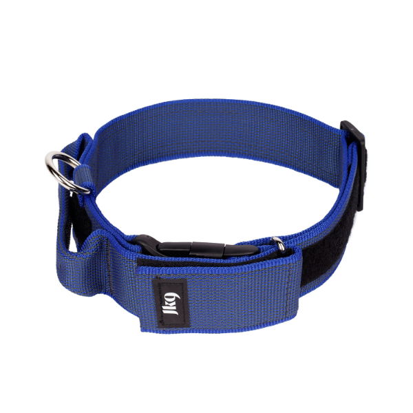 Julius-K9 Color & Grey Collar With Closable Handle & Safety Lock Variable Patches 50mm Blue