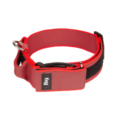 Julius-K9 Color & Grey Collar With Closable Handle & Safety Lock Variable Patches 50mm Red