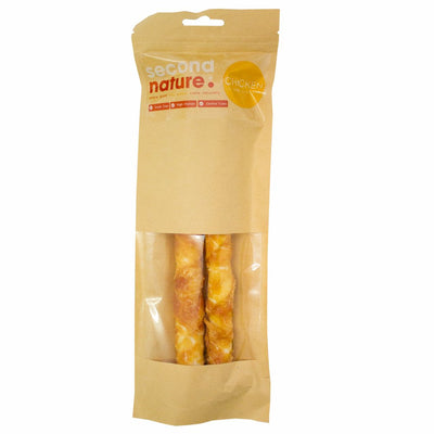 Second Nature Dog Treats 10in Whitehide Twisted Stick Wrapped in Chicken 2pk