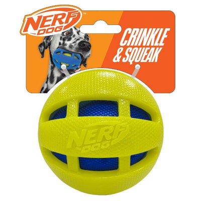 Nerf Dog TPR Checker Squeak and Crunch Ball 3.8in