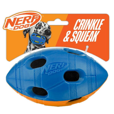 Nerf Dog TPR Bash Squeak and Crunch Football 6in
