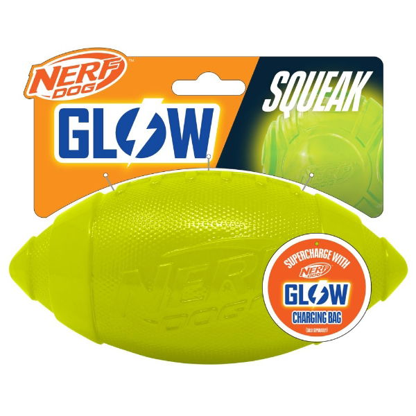 Nerf Dog TPR Ultra GLOW Classic Squeak Football 7in
