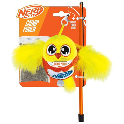 Nerf Cat Plush Bird with Bell and Wand 3.5in