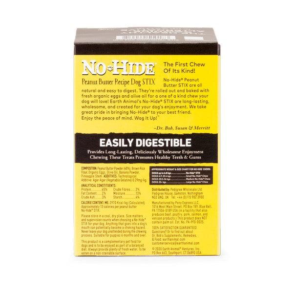 Earth Animal No-Hide Peanut Butter STIX- 90 pk (Case of 90) - Ormskirk Pets