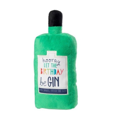 House of Paws Green Birthday Gin plush dog toy with plastic squeaker - H28 - Ormskirk Pets