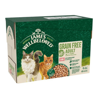 James Wellbeloved Adult Cat Grain Free Salmon In Gravy 12 X 85G