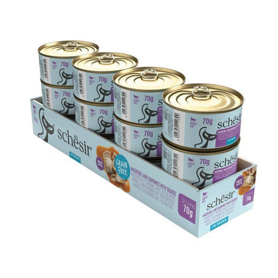 Schesir Grill Wholefood Cat Can Mackerel and Sardines with Squid 70g x 12