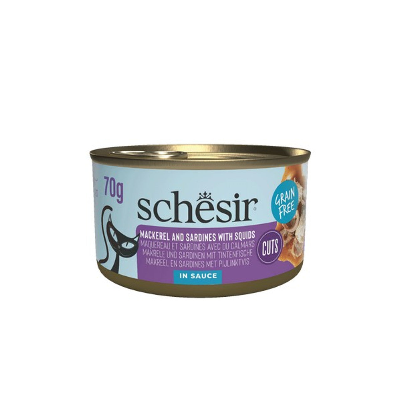 Schesir Grill Wholefood Cat Can Mackerel and Sardines with Squid 70g x 12