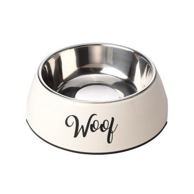 House of Paws Cream Woof Dog Bowl