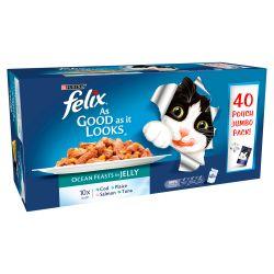 Felix Pouch As Good As It Looks Ocean Feasts in Jelly 40 pack 100g - Ormskirk Pets