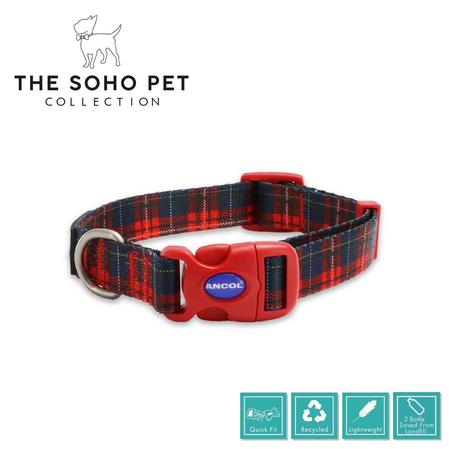 Ancol Tartan Patterned Collar M - Ormskirk Pets