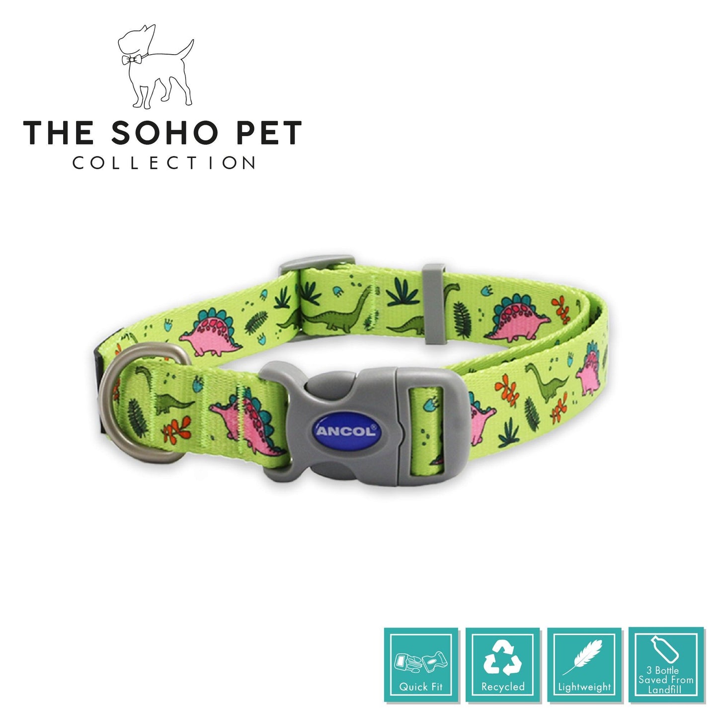 Ancol Dino Patterned Collar L - Ormskirk Pets