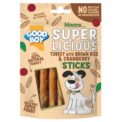 Good Boy Superlicious - Turkey with Brown Rice & Cranberry Sticks 70G
