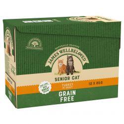 JAMES WELLBELOVED Senior Cat Grain Free Pouches with Turkey in Gravy 12Pk 85g - Ormskirk Pets