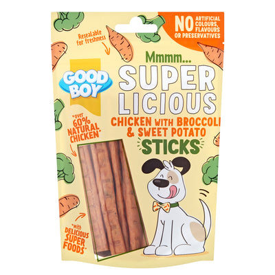 Good Boy Super Licious Chicken With Broccoli & Sweet Potato Sticks 100g