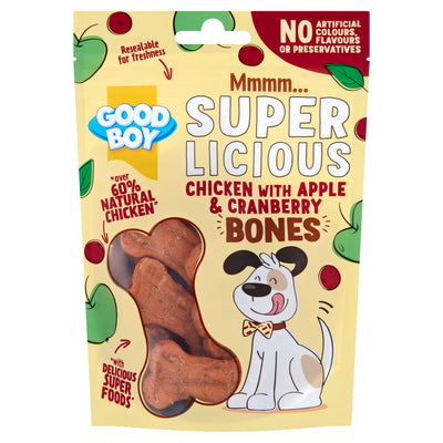 Good Boy Super Licious Chicken With Apple & Cranberry Bones 100g