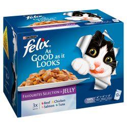 Felix As Good As It Looks Favourites Selection in Jelly 12 Pack 100g - Ormskirk Pets