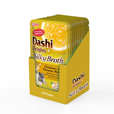 Dashi Delights Silky Broth Chicken with Cheese Recipe Cat Wet Pouches 40gx12