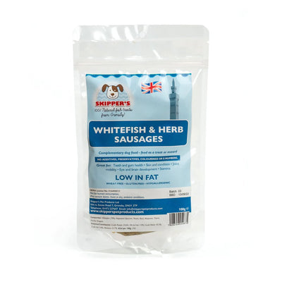 Skippers Dog Whitefish & Herb Sausages 100g