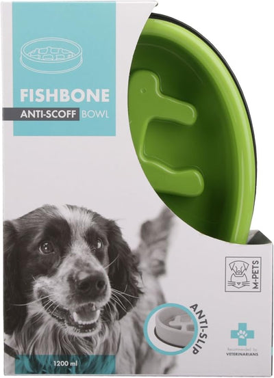M-PETS Fishbone - Slow Feed Bowl Oval Green