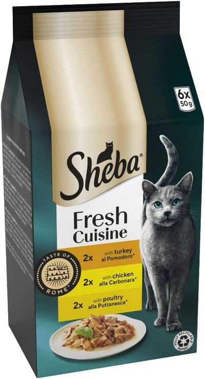 Sheba Fresh Cuisine Taste of Rome Wet Cat Food Pouches in Gravy 6x50g