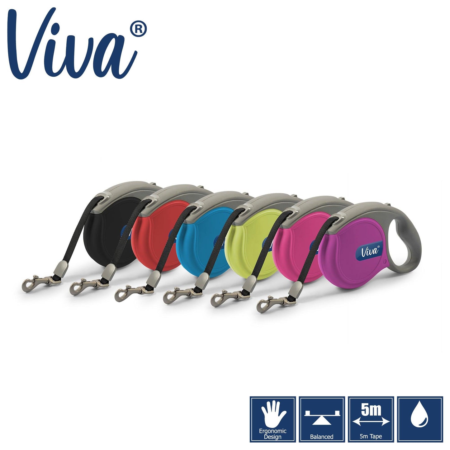 Ancol Viva Retractable 5m Lead Blue S - Ormskirk Pets