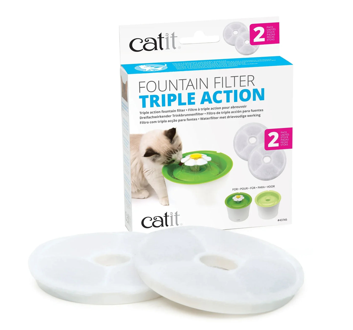 Catit 2.0 Cat Fountain Triple Action Filter Cartridge 2Pk