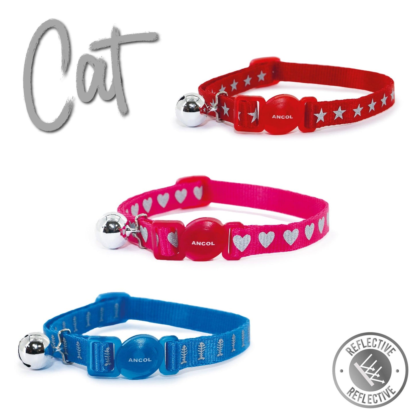 Ancol Reflective Red Star Cat Collar - Ormskirk Pets