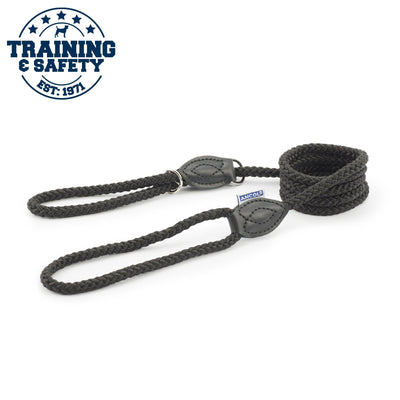 Ancol Rope Slip & Control Lead Black 1.5mx8mm - Ormskirk Pets