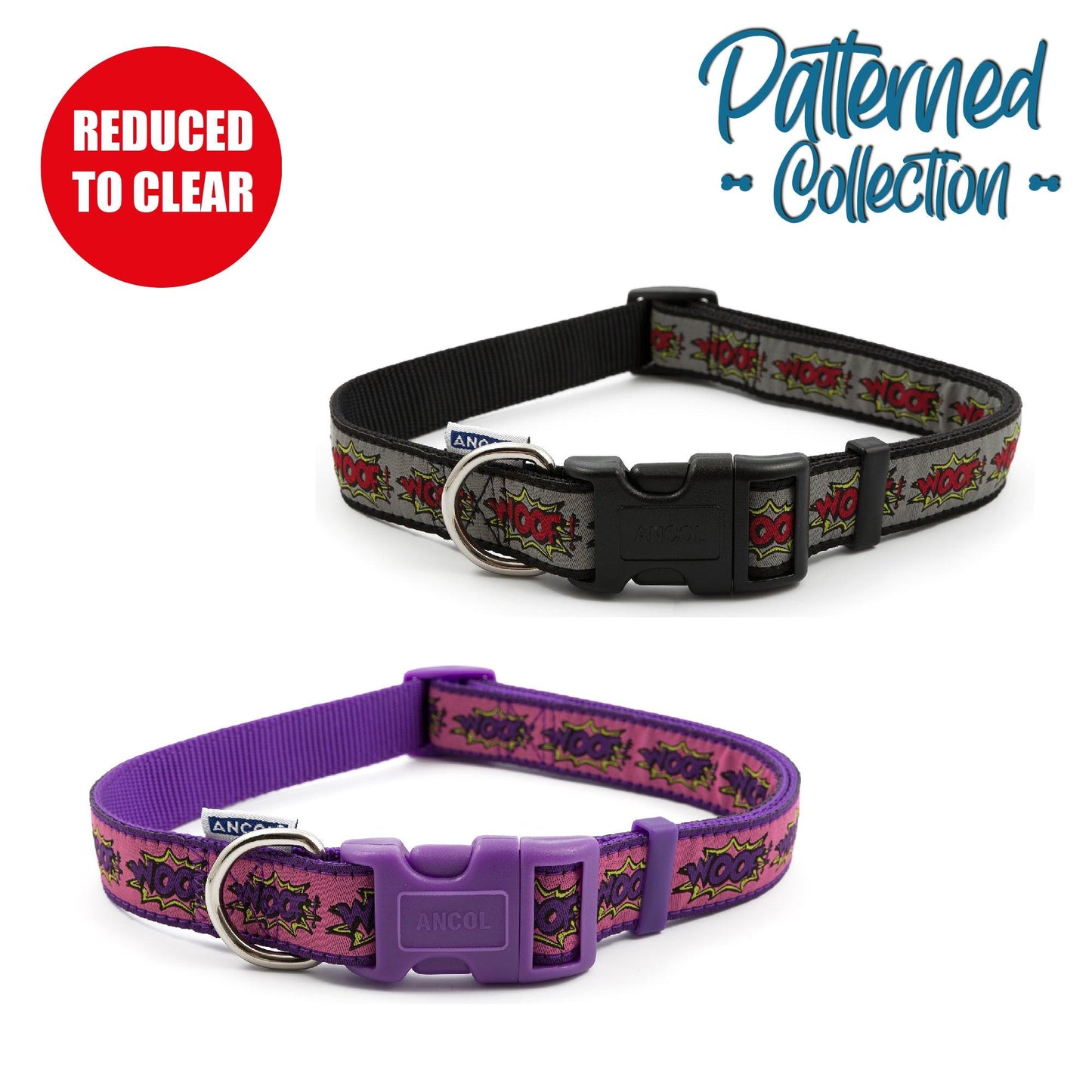 Ancol Grey Woof Collar 45-70cm Size 5-9 - Ormskirk Pets