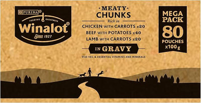 Winalot Pouches Adult Dog Meaty Chunks In Gravy 80 x100g