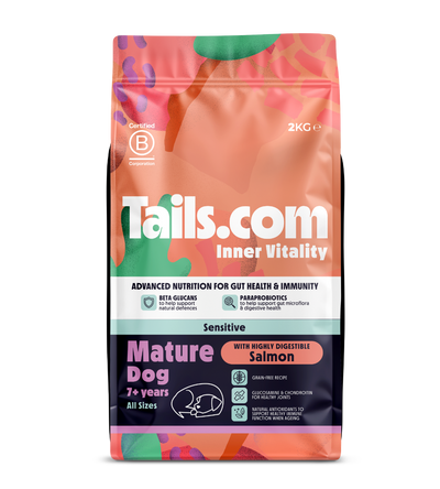 Tails Inner Vitality Sensitive Mature Salmon Dry Dog Food 2kg