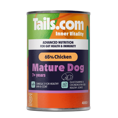 Tails Inner Vitality Dog Mature Chicken Can 400g
