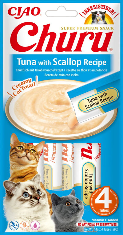 Churu Tuna with Scallop Recipe Cat Treats 4x14g