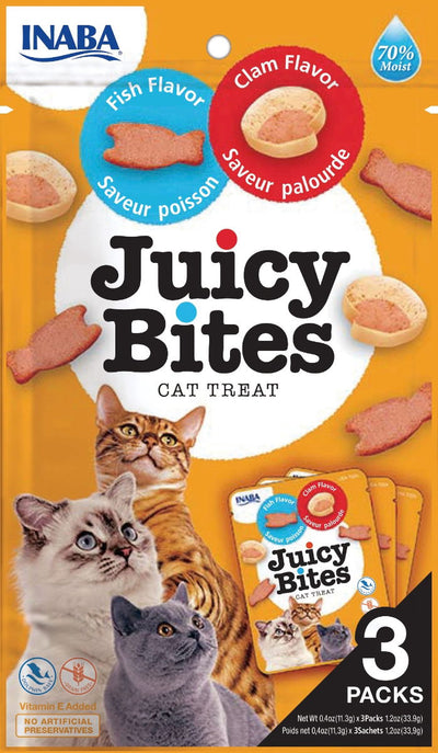 Churu Juicy Bites Fish & Clam Flavour Cat Treats 3 Pack