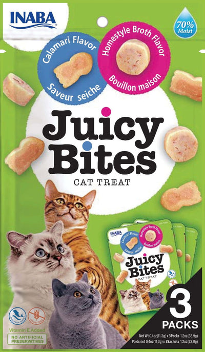 Churu Juicy Bites Homestyle Broth & Calamari Flavour Cat Treats 3 Pack