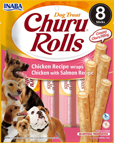 Churu Rolls Wraps Chicken with Salmon Recipe Dog Treats 8x12g