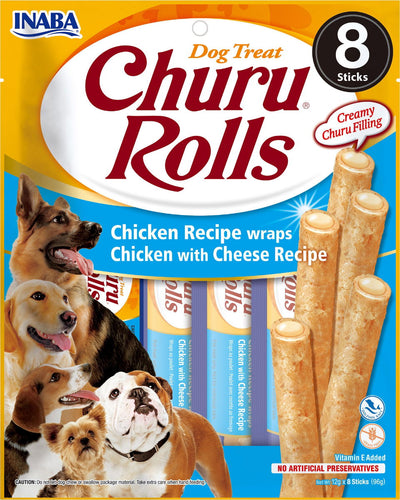 Churu Rolls Wraps Chicken with Cheese Recipe Dog Treats 8x12g