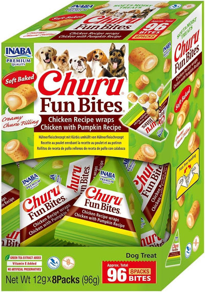 Churu Fun Bites Wraps Chicken with Pumpkin Recipe Dog Treats 8x12g