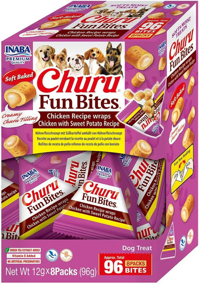 Churu Fun Bites Wraps Chicken with Sweet Potato Recipe Dog Treats 8x12g