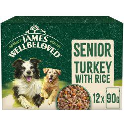 James Wellbeloved Senior Wet Dog Food Turkey and Rice in Gravy Pouch 12 x 90g - Ormskirk Pets